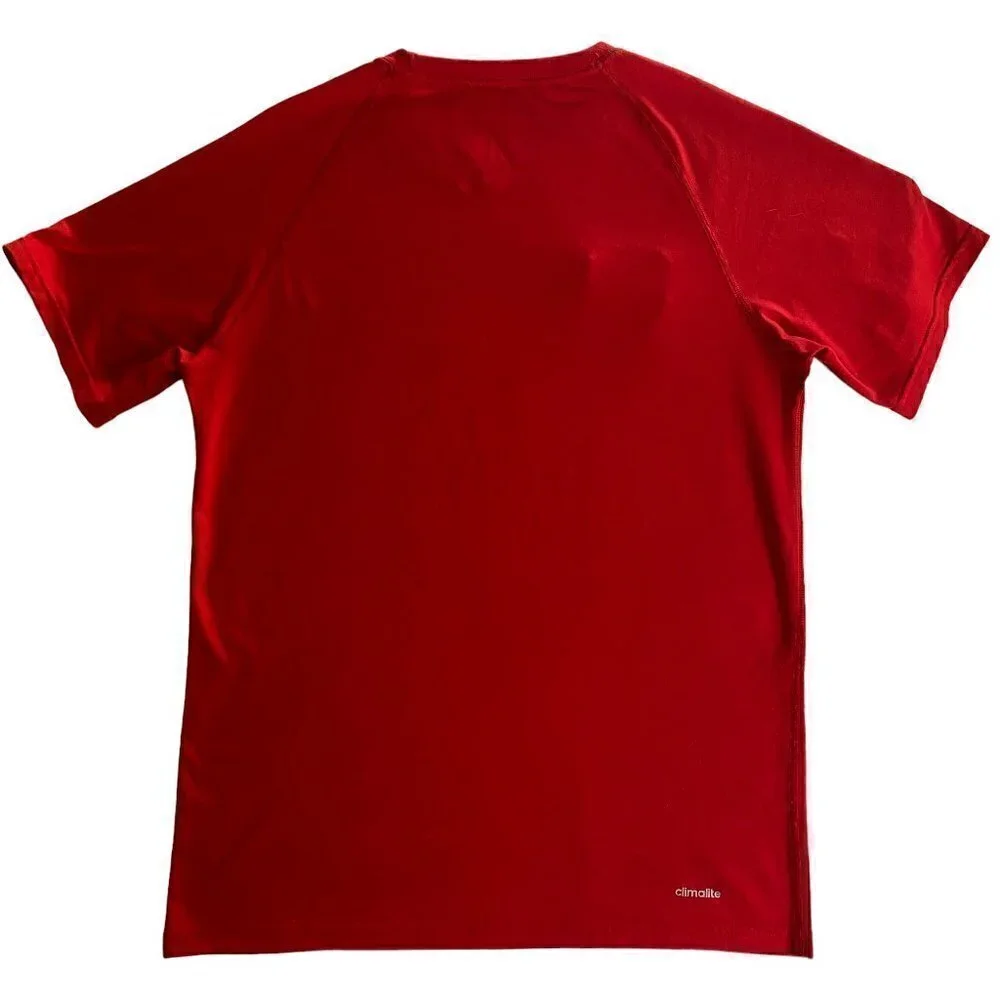Adidas Mens Shirt Climalite Grove United Soccer Patch Red Short Sleeve Size M